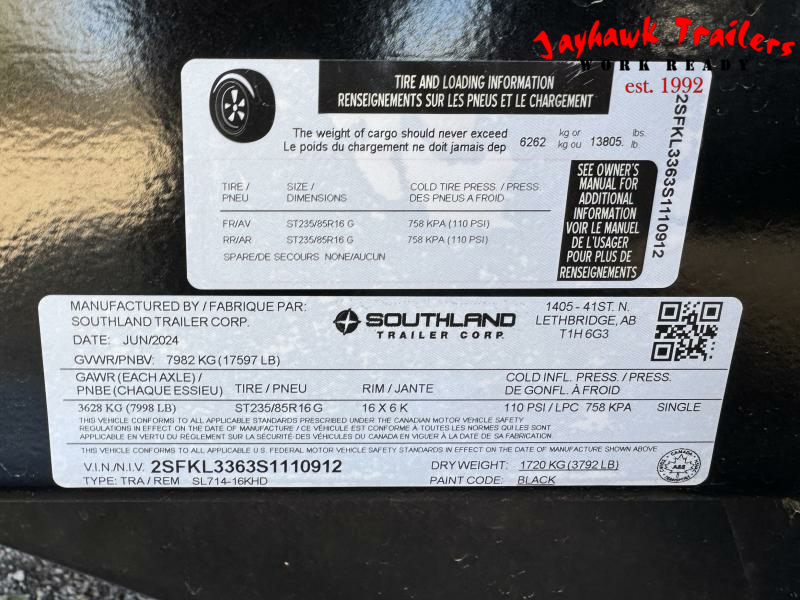New 2025 Southland Trailers 7-14Dump8Ks HYDJack Dump Trailer
